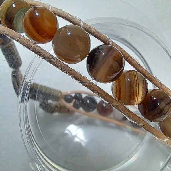 Leather Beaded Wrap bracelet 