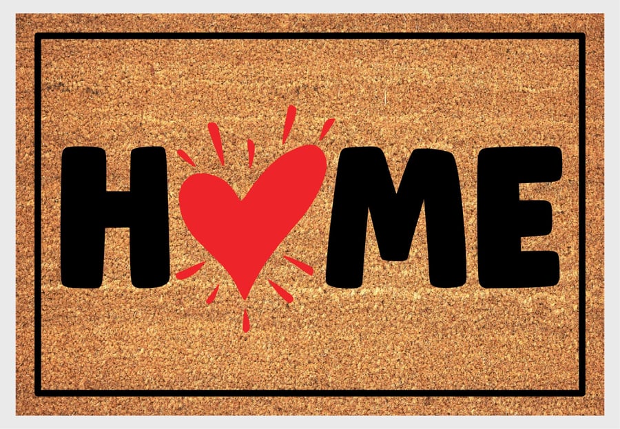 Home Door Mat - Home Heart Welcome Mat - 3 Sizes