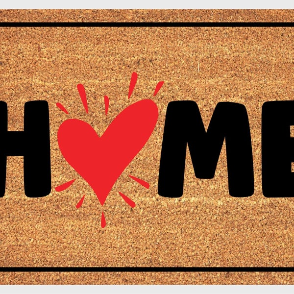 Home Door Mat - Home Heart Welcome Mat - 3 Sizes