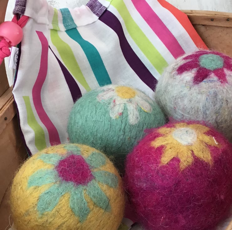 Wool Tumble Dryer Balls Daisies. Pastic free Folksy