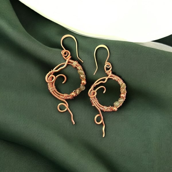 Copper Semi Precious Kyanite Earrings - Dangle, Boho