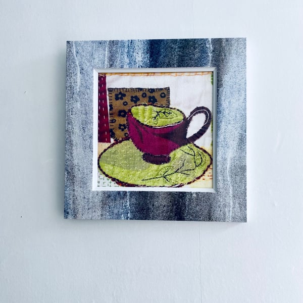 Take time for tea, original textile art print