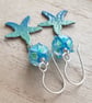 Enamel starfish earrings, Green and Blue, Ocean inspired jewellery - Image 5