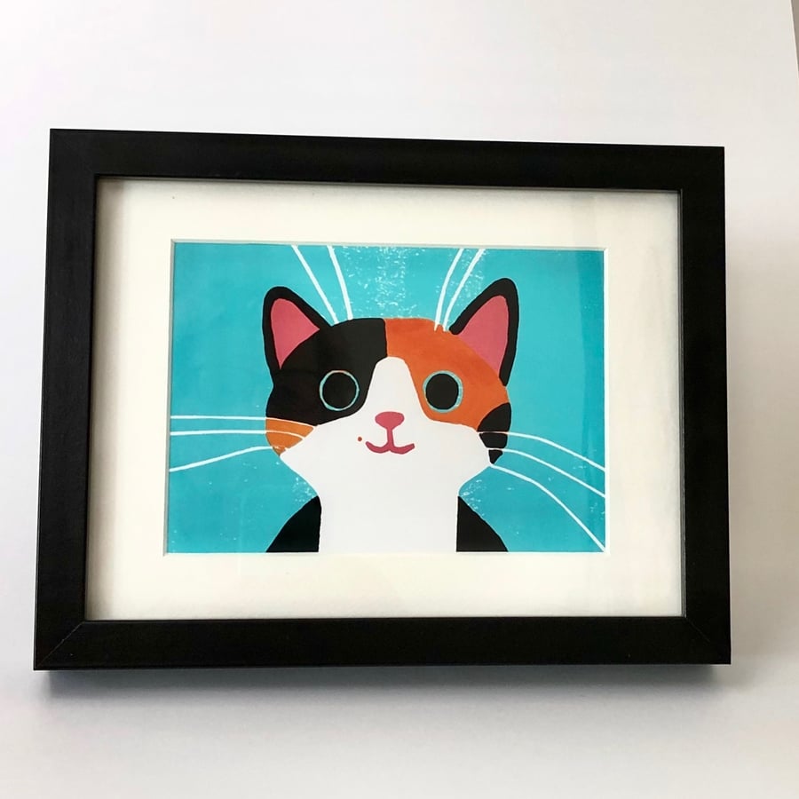 GINGER AND BLACK CAT GICLEE PRINT FRAMED