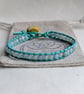 Amazonite and mint green leather bracelet with yellow button  - Image 4