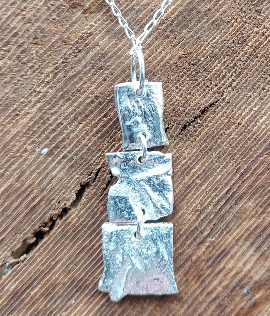 Handmade Solid 925 Silver Trilogy Cube Pendant 