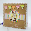 Easter Card - Bunny, 3d, baby, birthday, bunting, vintage