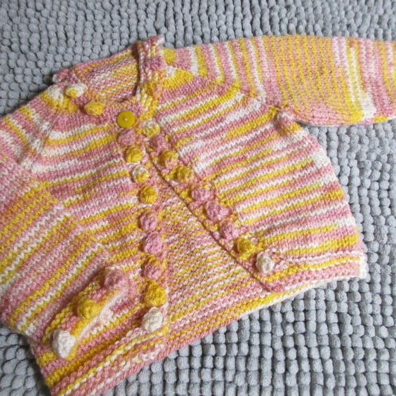 16" Multi Coloured Baby Bobble Edged Cardigan