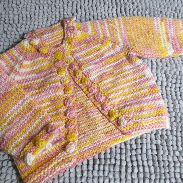16" Multi Coloured Baby Bobble Edged Cardigan
