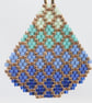 Teardrop Beaded Earrings in Blue and Aqua Bubble Pattern - Image 5