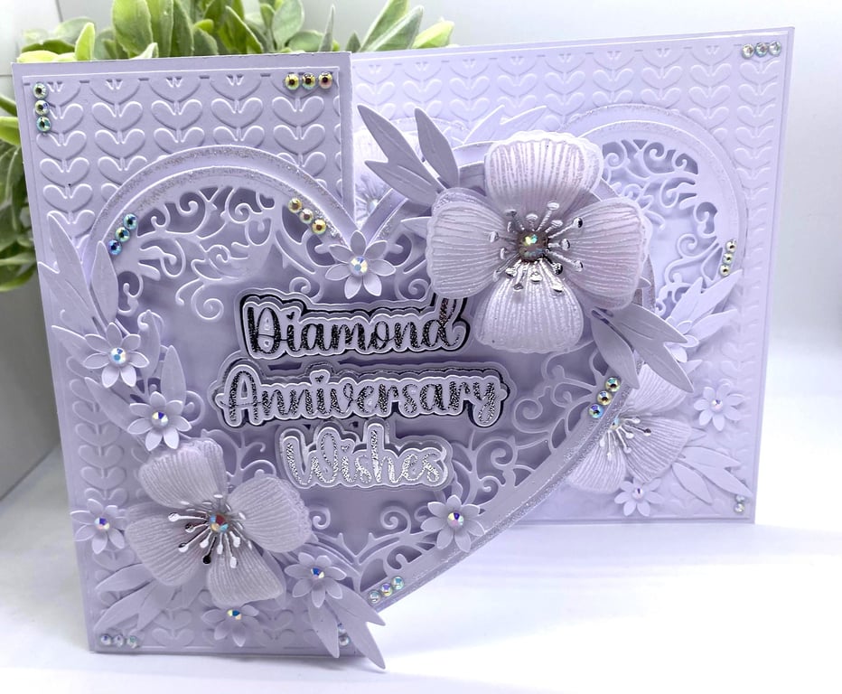 Personalised - Luxury 60th Diamond Wedding anniversary card boxed
