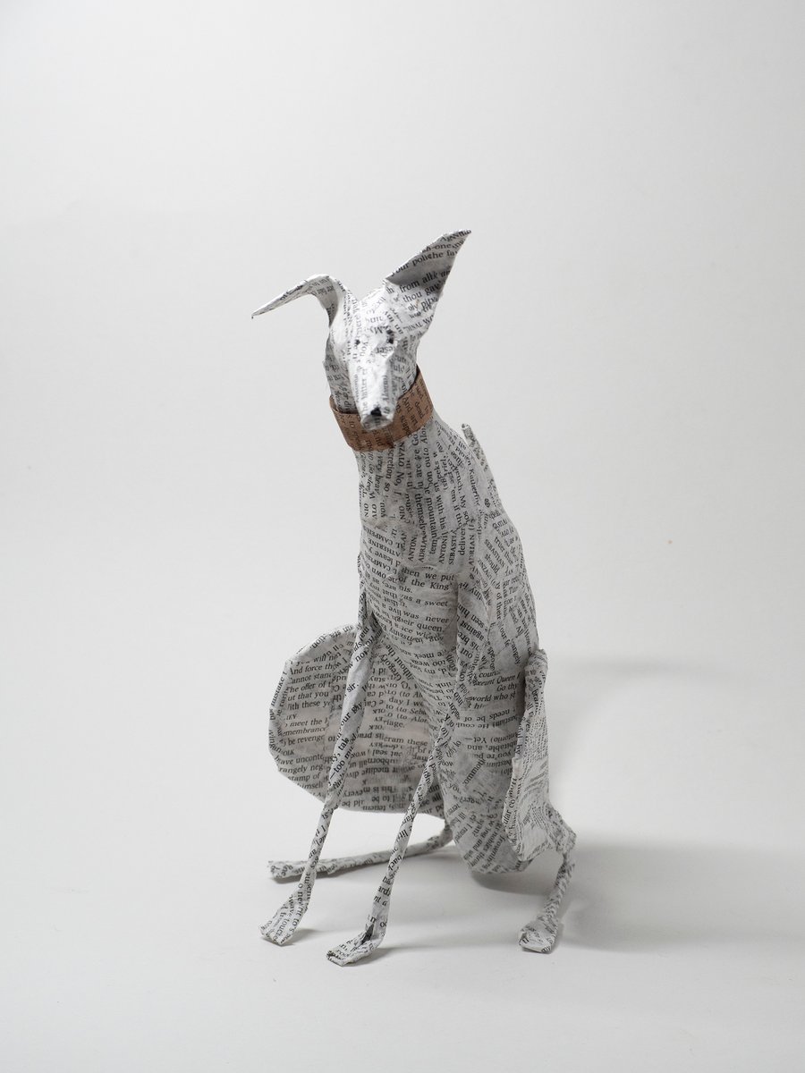 Brae Large Sittng Paper Mache Pointy Dog 