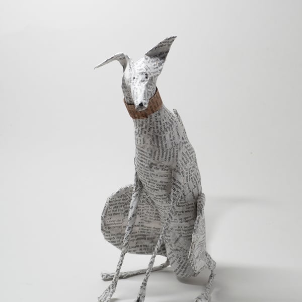 Brae Large Sittng Paper Mache Pointy Dog 