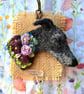 Needle Felted Lurcher Brooch