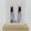 Black and White Dangle Copper Enamel Earrings with Hand Drawn Detail