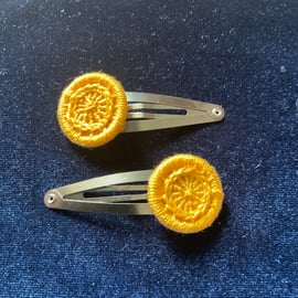 Dorset Button Hair Clips, Pair, Gold