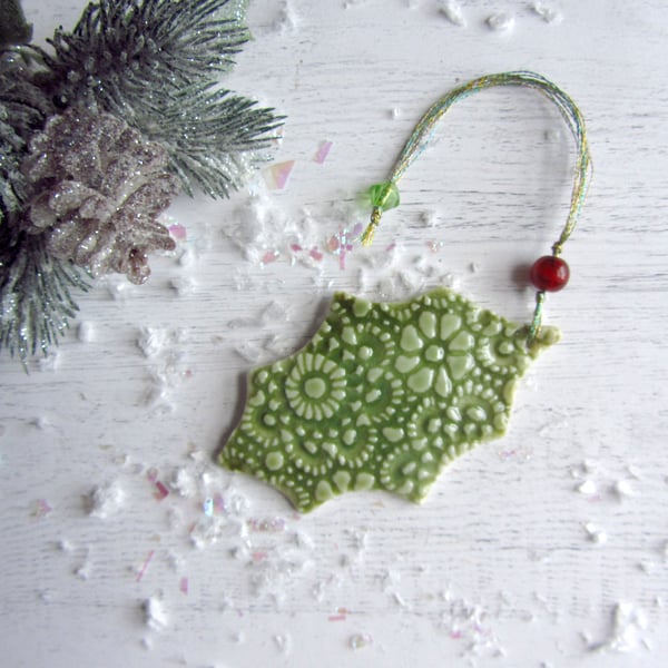 Christmas Decoration - Green Holly