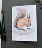 Hand Painted Red Squirrel Greetings Card with Envelope - Blank inside - Image 6