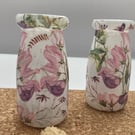 Glass Decoupaged small bud vase with Sweetpeas