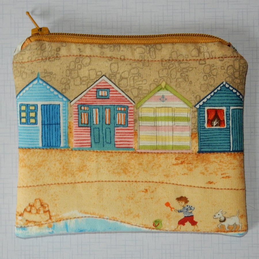 Coin purse Seaside beach huts and surf boards