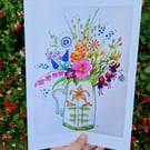 Orange Lily Jug,  print from original artwork. A3, A4 available. 