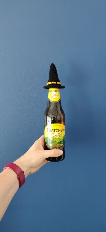 Witch Hat Bottle Topper, Mini Witch Hat, Gothic Black & Orange Hat, Witch Access