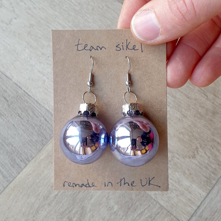 Shiny Lilac Bauble Earrings