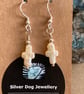 Pearl drop earrings, cross. design