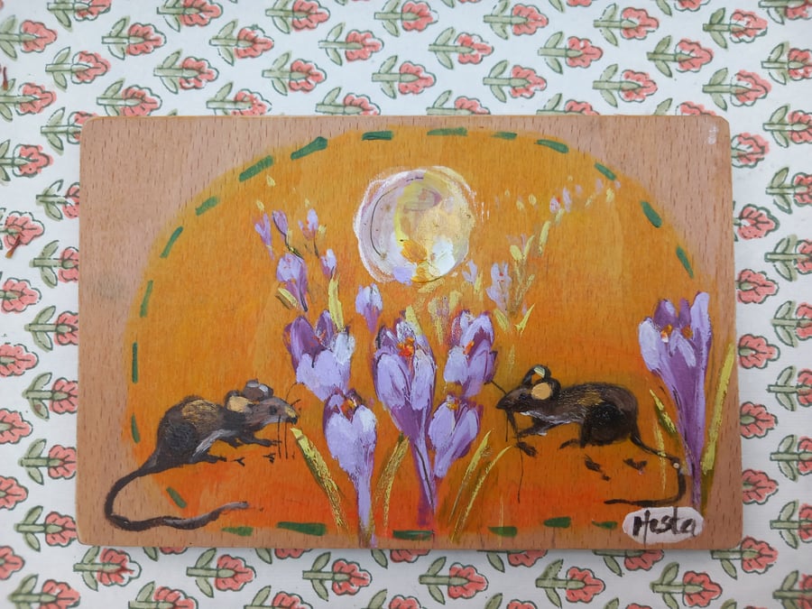 Small original whimsical painting 'clover the mouse'