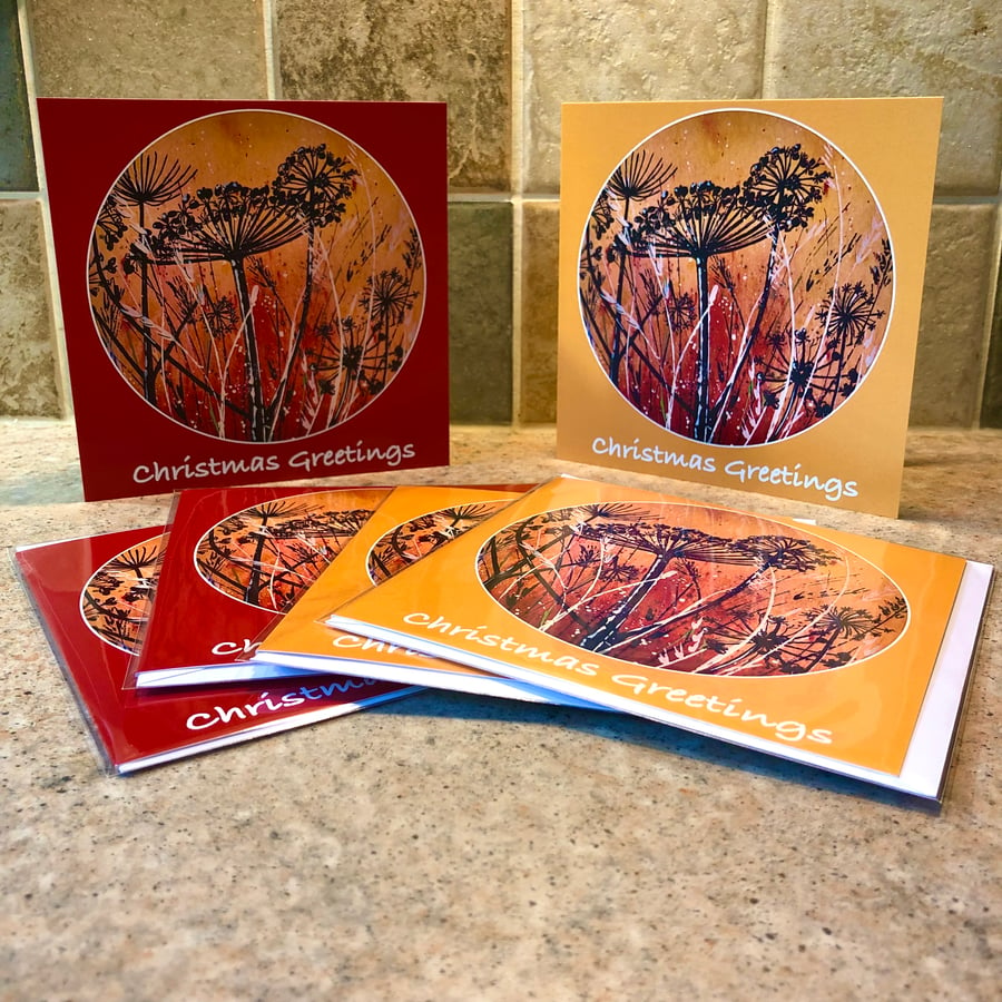 WINTER SEEDHEADS CHRISTMAS CARDS FOUR PACK