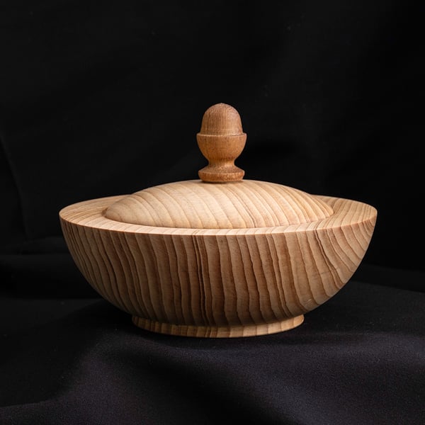 Spruce lidded bowl W140mm by H90mm