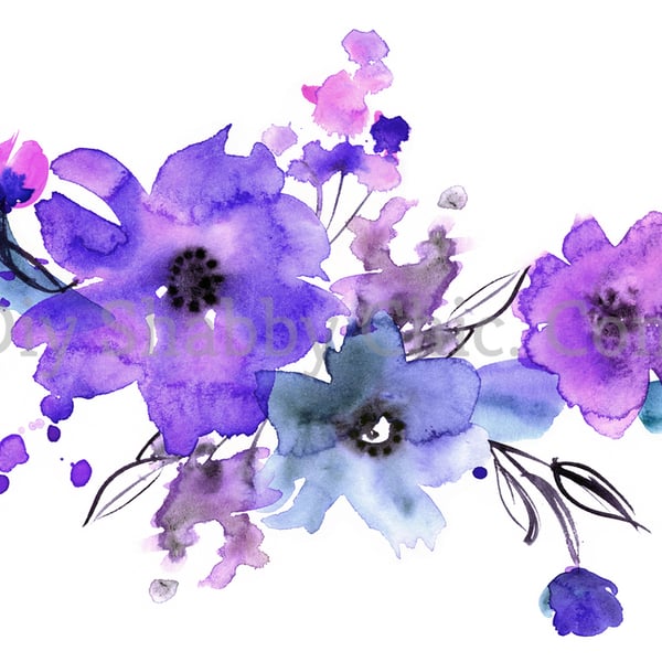 Waterslide Wood Furniture Vintage Image Transfer Shabby Chic Purple Watercolour