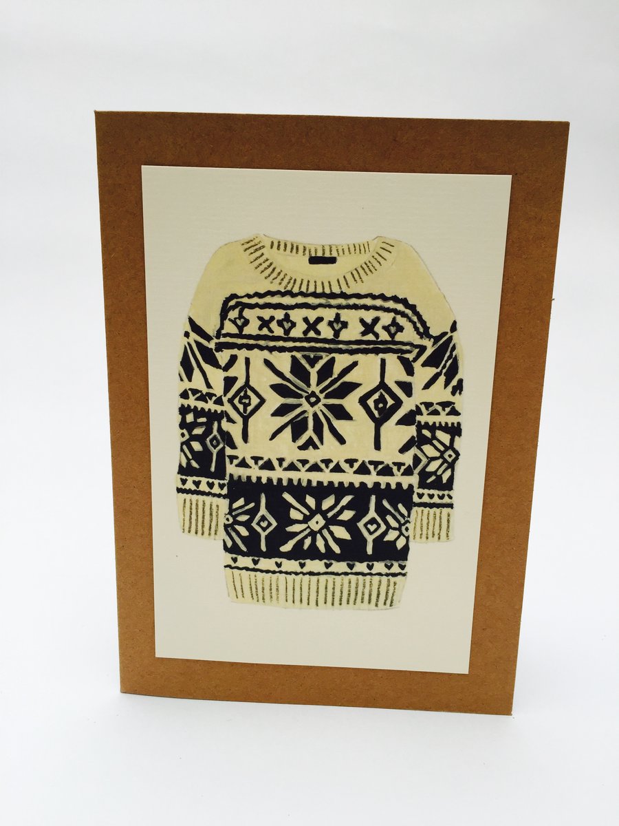Winter Warmer Wooly Jumper Card (black and cream)