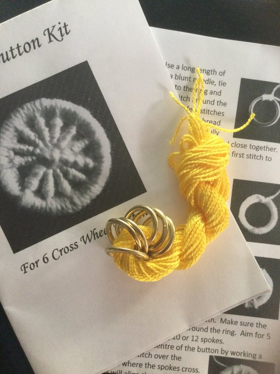 Kit to Make 6 x Dorset Cross Wheel Buttons, Yellow, K5
