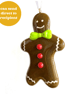 Medium Glass Gingerbread Man Hanging Decoration - Green Bow - Image 2