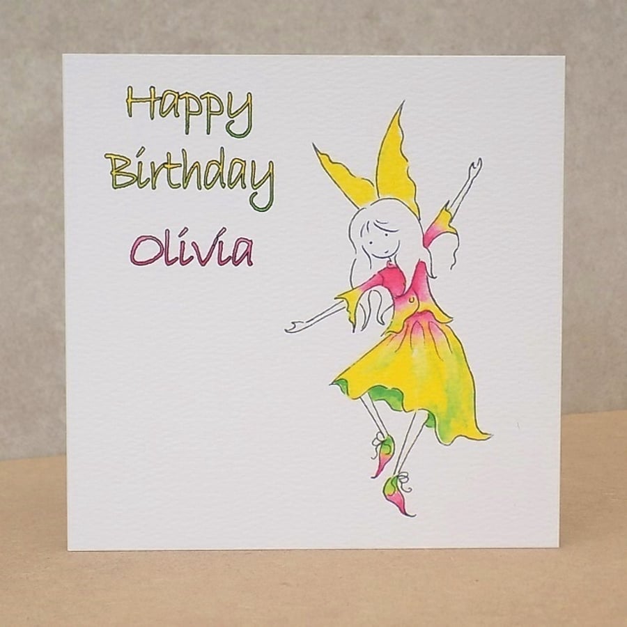  Birthday Card  Fairy Personalised Name Eco Friendly