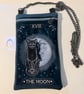Embroidered Tarot inspired - The Moon  - Velour - black cat