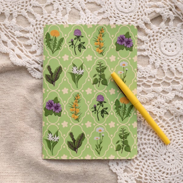 A5 Handmade Notebook with Spring Foraging Design