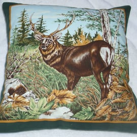 A Highland Stag in the wooded glen cushion