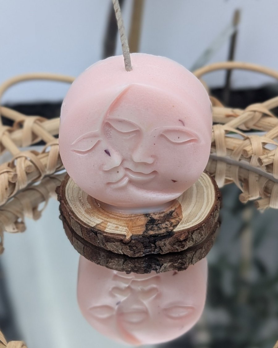 Moon with Sun aromatherapy soy wax candle.