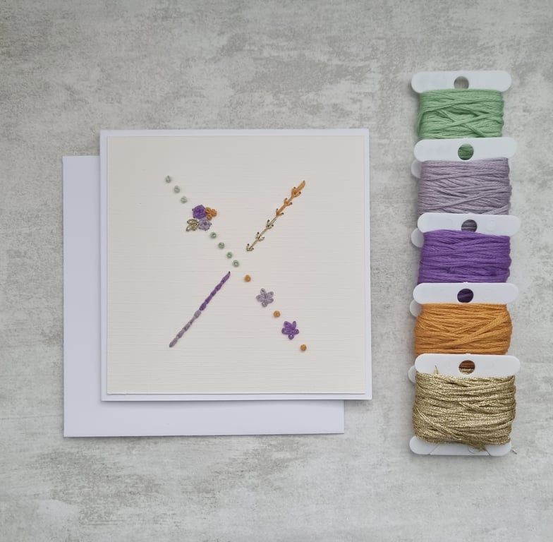 Letter X Embroidered Card, Personalised Bridesmaid Card, Birthday Keepsake Card