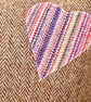 Tweed Appliqué Heart Scatter Cushion with Pad, Brown 46x46cm - Image 3