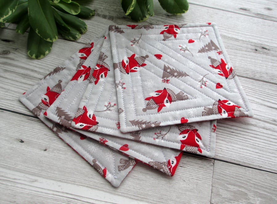 Christmas Coasters, Quilted Coasters