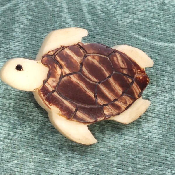 Tagua Turtle Brooch