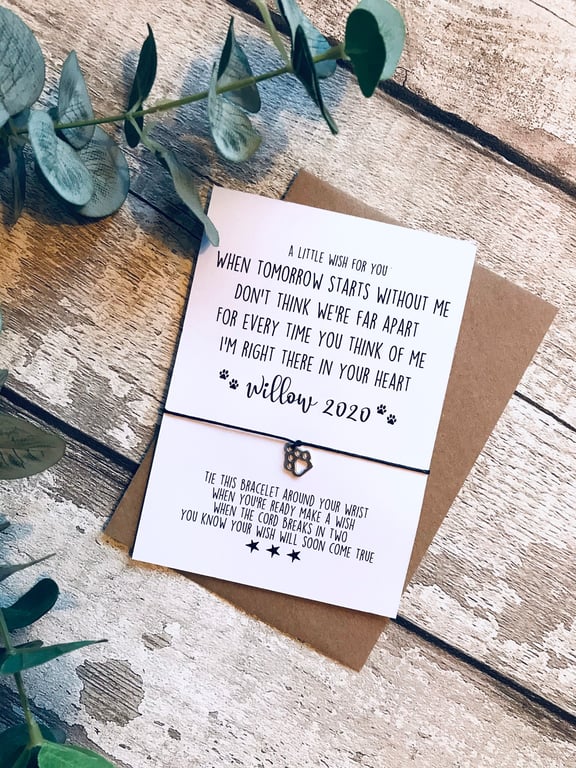 Wish bracelet, pet loss, dog memorial, pet memorial gift, in memory of, special 