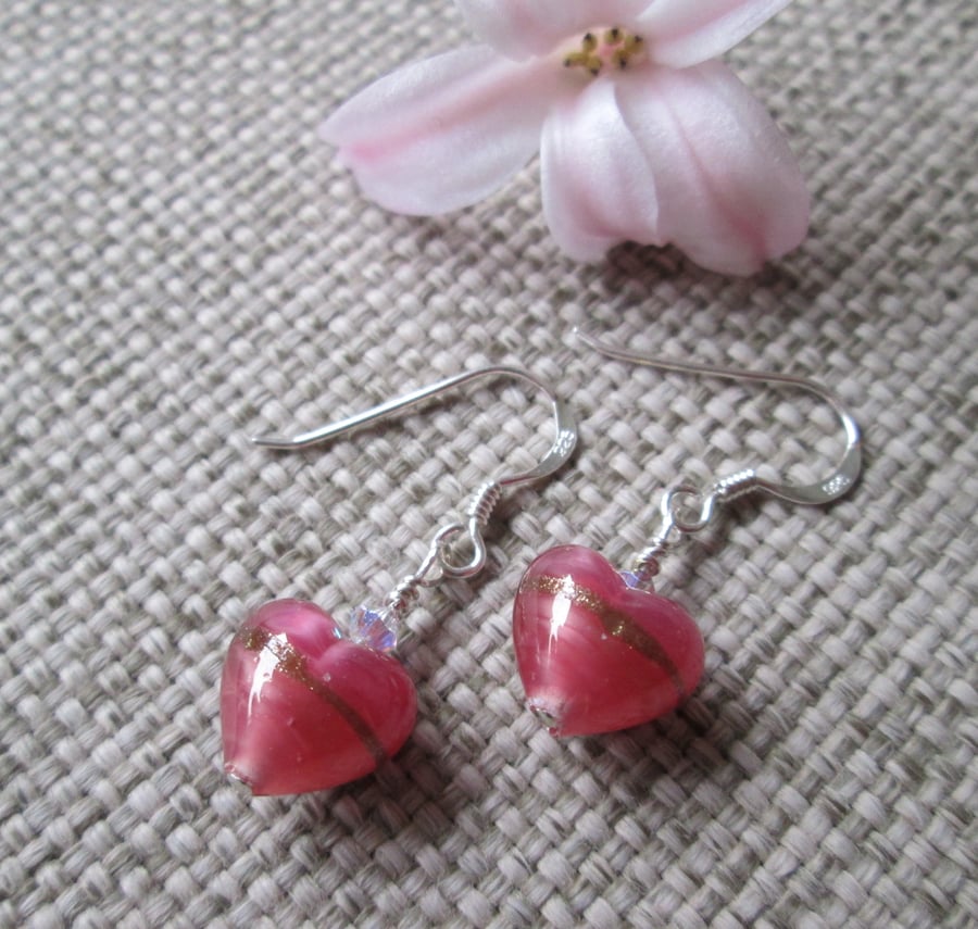 Pinky-red Murano Glass Earrings