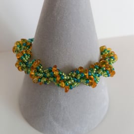 Amber Spiral Twist Bracelet. Bespoke. Beadwork, Sterling Silver, Gift, Handmade
