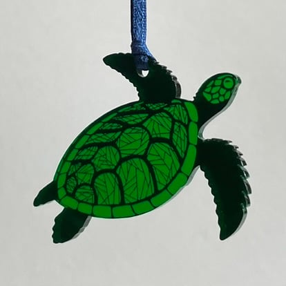 Green mirrored acrylic sea turtle decoration