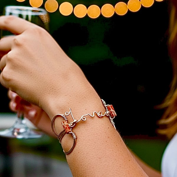 Copper Love Bangle, Wire weave, ML-L Jasper - Stunning