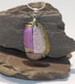  Sunset Patchwork Dichroic Fused Glass Statement Pendant on Silver Chain - 1277